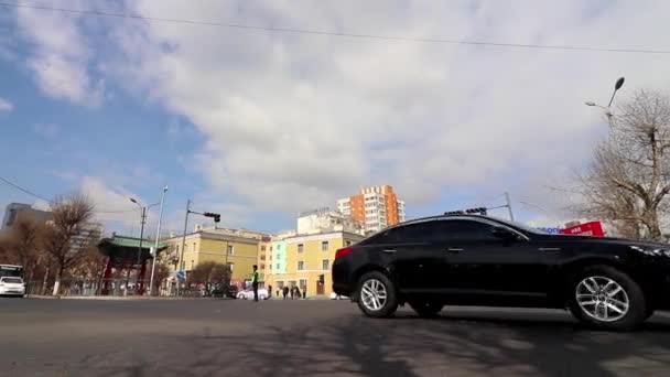 Traffico Stradale Ulaanbaatar Capitale Della Mongolia Circa Marzo 2019 — Video Stock