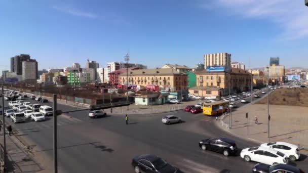 Straatverkeer Ulaanbaatar Hoofdstad Van Mongolië Circa Maart 2019 — Stockvideo