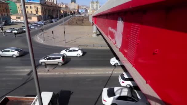 Traffico Stradale Ulaanbaatar Capitale Della Mongolia Circa Marzo 2019 — Video Stock