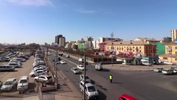 Moğolistan Başkenti Ulaanbaatar Sokak Trafiği Yaklaşık Mart 2019 — Stok video