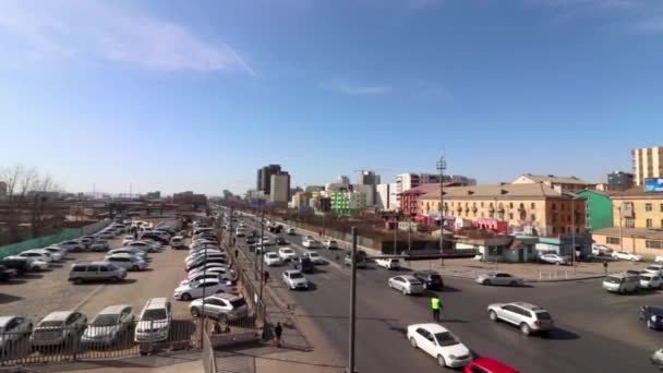 Traffico Stradale Ulaanbaatar Capitale Della Mongolia Circa Marzo 2019 — Video Stock