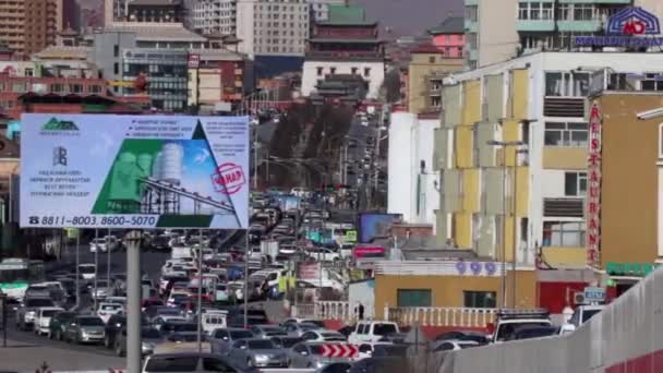 Lalu Lintas Jalan Ulaanbaatar Ibukota Mongolia Sekitar Maret 2019 — Stok Video