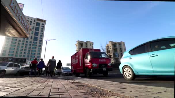 Gatutrafiken Ulaanbaatar Mongoliets Huvudstad Mars 2019 — Stockvideo