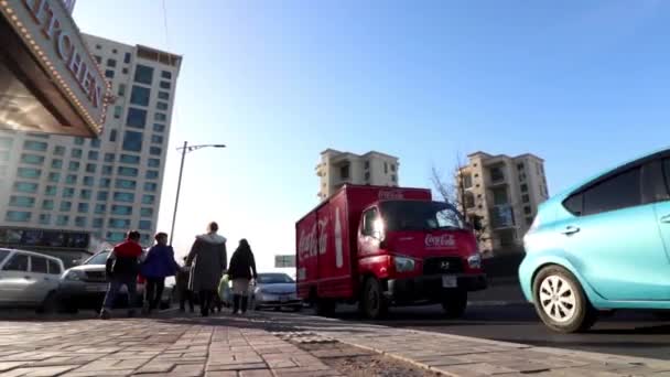 Straatverkeer Ulaanbaatar Hoofdstad Van Mongolië Circa Maart 2019 — Stockvideo