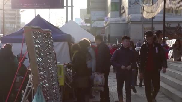 Unidentified People Street Downtown Ulaanbaatar Capital Mongolia Circa March 2019 — Stock Video