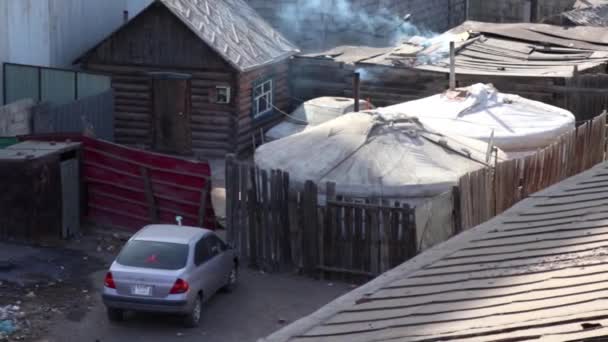Tradiční Jurta Ulaanbaataru Hlavním Městě Mongolska Kolem Března 2019 — Stock video