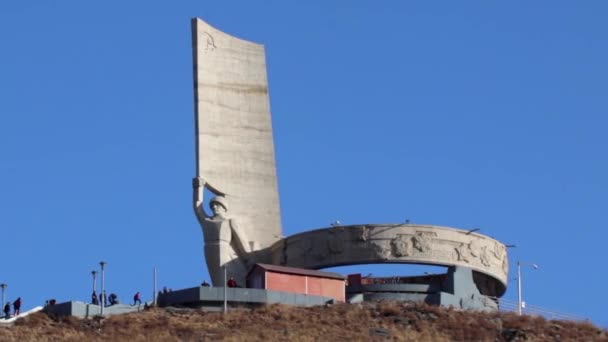 Памятник Мемориала Зайсана Столице Монголии Улан Баторе Около Марта 2019 — стоковое видео