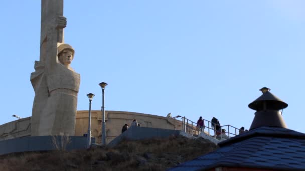 Памятник Мемориала Зайсана Столице Монголии Улан Баторе Около Марта 2019 — стоковое видео