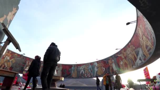 Monument Vid Zaisan Memorial Ulaanbaatar Mongoliets Huvudstad Mars 2019 — Stockvideo
