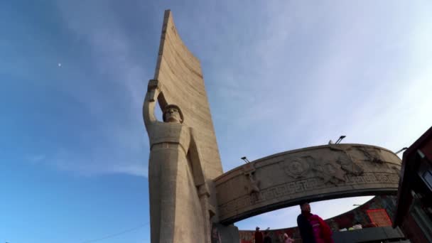Monument Het Zaisan Memorial Ulaanbaatar Hoofdstad Van Mongolië Circa Maart — Stockvideo