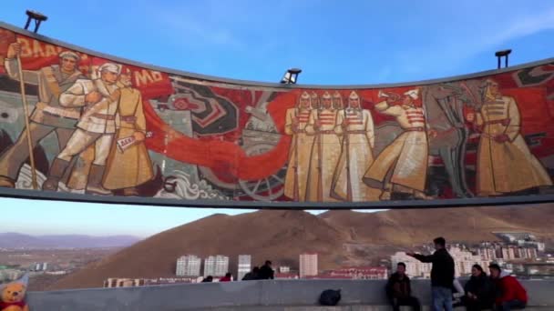 Monument Vid Zaisan Memorial Ulaanbaatar Mongoliets Huvudstad Mars 2019 — Stockvideo