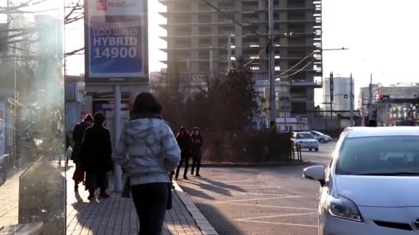 Unidentified People Street Downtown Ulaanbaatar Capital Mongolia Circa March 2019 — Stock Video