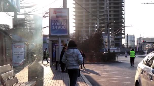 Unbekannte Auf Der Straße Der Innenstadt Von Ulaanbaatar Der Hauptstadt — Stockvideo