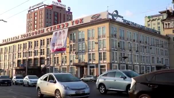Tráfico Callejero Ulán Bator Capital Mongolia Alrededor Marzo 2019 — Vídeo de stock