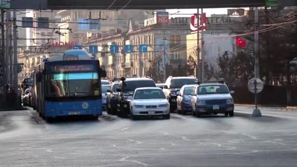 Gadetrafik Ulaanbaatar Hovedstaden Mongoliet Omkring Marts 2019 – Stock-video