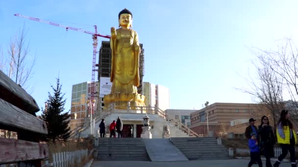 Unbekannte Internationalen Buddha Park Ulaanbaatar Der Hauptstadt Der Mongolei März — Stockvideo