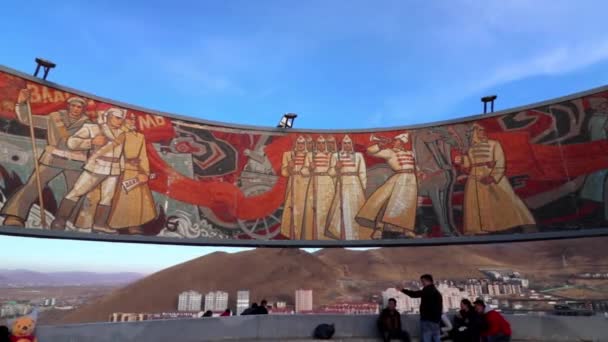 Monument Vid Zaisan Memorial Ulaanbaatar Mongoliets Huvudstad Mars 2019 — Stockvideo