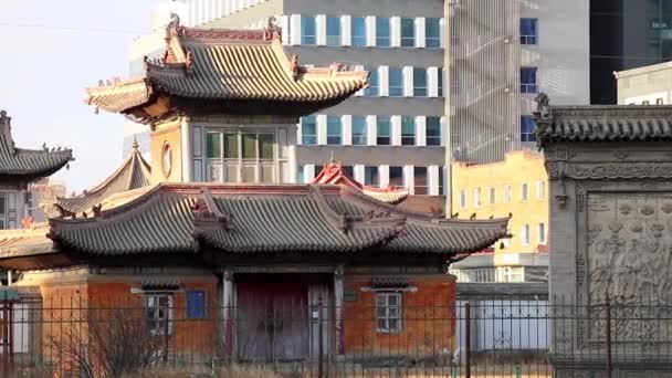 Templo Choijin Lama Entre Edifícios Modernos Ulaanbaatar Capital Mongólia Por — Vídeo de Stock