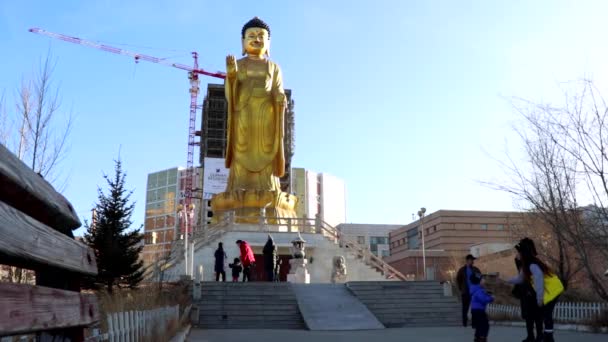 Unbekannte Internationalen Buddha Park Ulaanbaatar Der Hauptstadt Der Mongolei März — Stockvideo