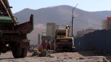 Moğolistan 'ın başkenti Ulaanbaatar' daki inşaat alanı, yaklaşık Mart 2019