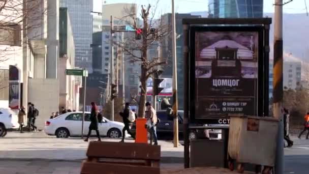 Trafic Routier Oulan Bator Capitale Mongolie Vers Mars 2019 — Video