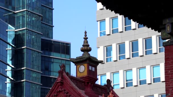 Templo Choijin Lama Entre Edifícios Modernos Ulaanbaatar Capital Mongólia Por — Vídeo de Stock