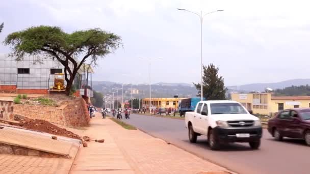 Wegverkeer Sonatube Road Kigali Rwanda Maart 2019 — Stockvideo