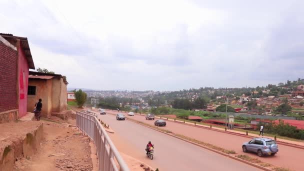 Wegverkeer African Union Road Kanogo Road Kigali Hoofdstad Van Rwanda — Stockvideo