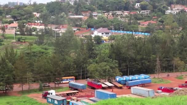 Trânsito Rodoviário Estrada Que Leva Centro Cidade Kigali Capital Ruanda — Vídeo de Stock