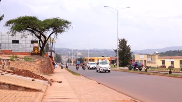 Wegverkeer Sonatube Road Kigali Rwanda Maart 2019 — Stockvideo