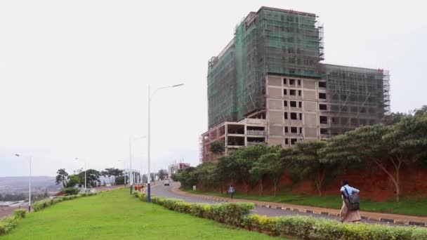 Trânsito Rodoviário Estrada Que Leva Centro Cidade Kigali Capital Ruanda — Vídeo de Stock