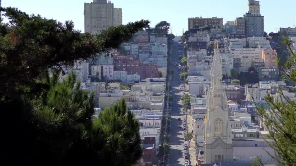 Persone Non Identificate Traffico Stradale Filbert Street Visto Telegraph Hill — Video Stock