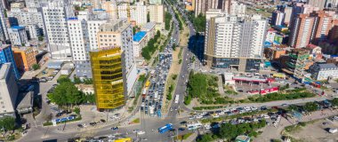 Moğolistan 'ın başkenti Ulaanbaatar' ın havadan görünüşü, yaklaşık Haziran 2019