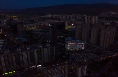 Moğolistan 'ın başkenti Ulaanbaatar' ın havadan görünüşü, yaklaşık Haziran 2019