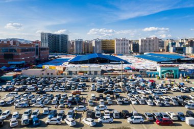 Moğolistan 'ın başkenti Ulaanbaatar' ın havadan görünüşü, yaklaşık Haziran 2019