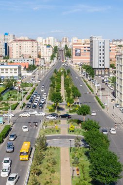 Moğolistan 'ın başkenti Ulaanbaatar' ın havadan görünüşü, yaklaşık Haziran 2019