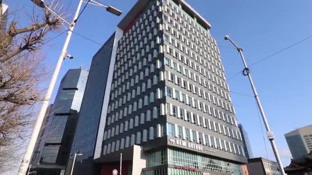 Moderne Gebäude Der Innenstadt Von Ulaanbaatar Der Hauptstadt Der Mongolei — Stockvideo