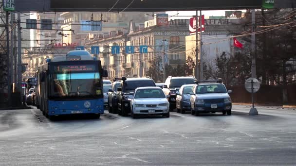 Trafic Routier Oulan Bator Capitale Mongolie Vers Mars 2019 — Video