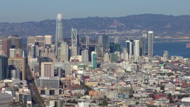 Market Street Och Finansdistriktet San Francisco Sett Utifrån Twin Peaks — Stockvideo