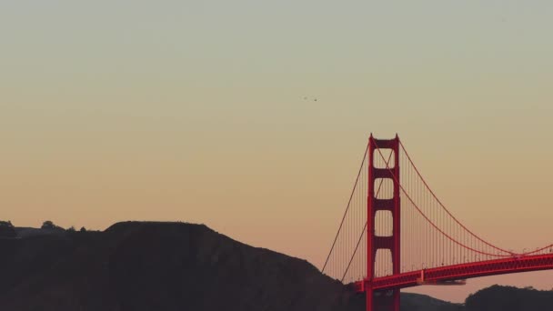 Golden Gate Köprüsü Baker Sahili Nden Gün Batımında San Francisco — Stok video