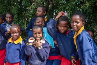 Unidentified Swazi children on July 29, 2008 in the Nazarene Mission School in Piggs Peak, Swaziland. clipart