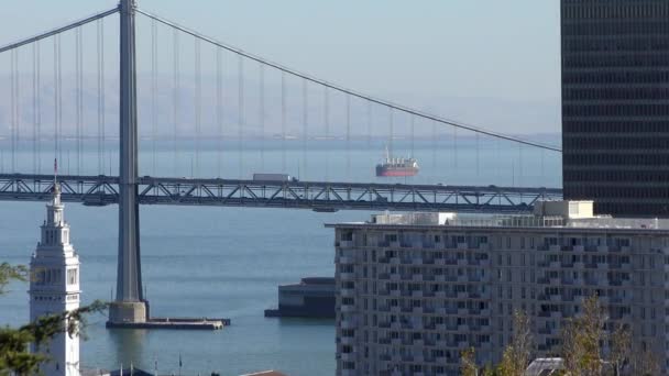 Ferry Building Bay Bridge Mint Telegraph Hill San Francisco California — Stock videók
