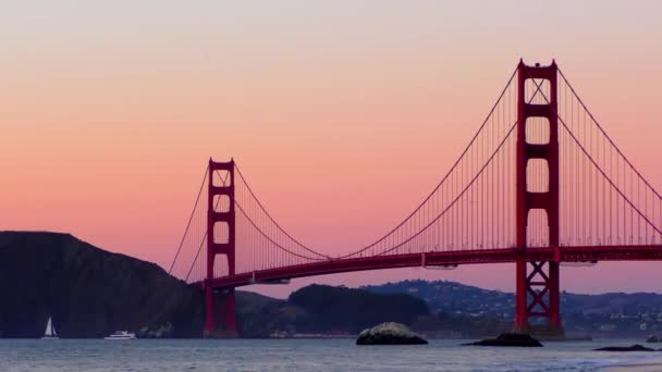 Golden Gate Bridge Baker Beach Coucher Soleil San Francisco Californie — Video