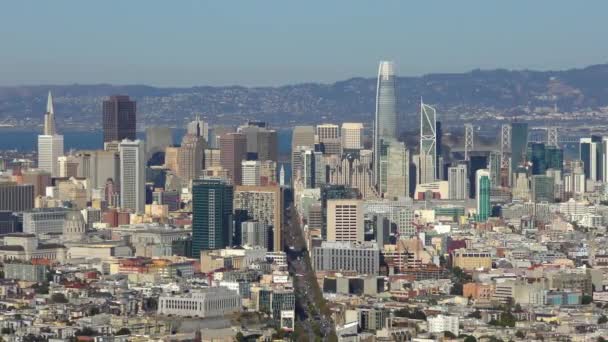 Market Street Dzielnicy Finansowej San Francisco Jak Widać Twin Peaks — Wideo stockowe