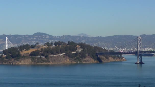 Yerba Buena Island Bay Bridge Seen Telegraph Hill San Francisco — Stock Video
