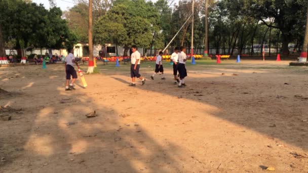 Jóvenes Estudiantes Jugando Cricket Dhaka Residential Model College Mohammadpur Dhaka — Vídeo de stock