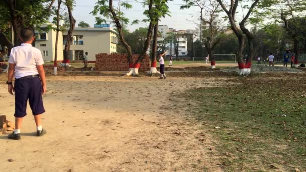 Unga Studenter Spelar Cricket Dhaka Residential Model College Mohammadpur Dhaka — Stockvideo