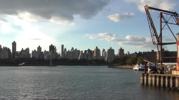 Upper East Side Manhattan Gezien Vanaf Het Socrates Sculpture Park — Stockvideo