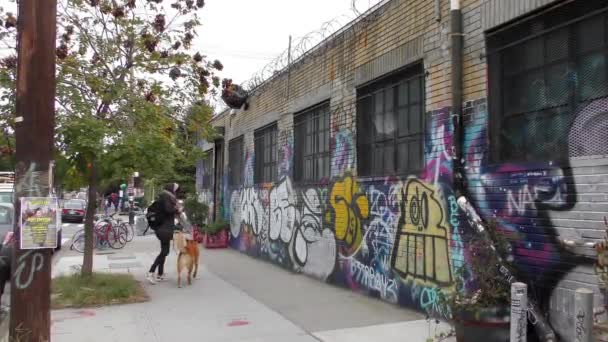 Gatuscenen Bushwick Brooklyn Ett Arbetarkvarter Norra Delen New York City — Stockvideo