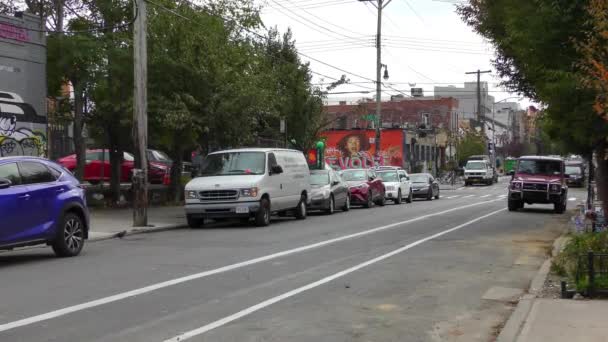 Street Scene Bushwick Brooklyn Working Class Neighborhood North Part New — Stock video